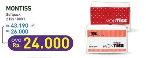Promo Harga Montiss Facial Tissue 1000 sheet - Hypermart