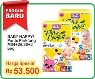 Promo Harga Baby Happy Baby Diapers Pants Fun & Comfort L30+2, M34+2 32 pcs - Indomaret