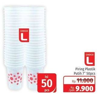 Promo Harga CHOICE L Piring Plastik Putih 50 pcs - Lotte Grosir