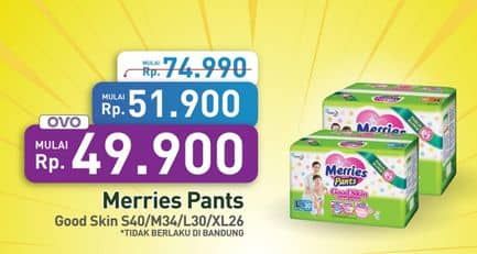 Promo Harga Merries Pants Good Skin XL26, M34, S40, L30 26 pcs - Hypermart