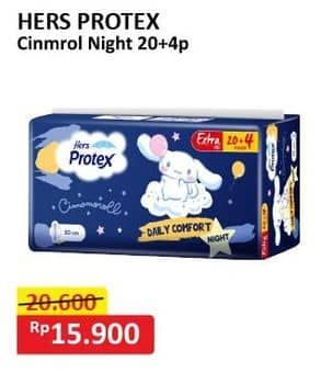 Promo Harga Hers Protex Comfort Night Wing 35cm, Wing 30cm 24 pcs - Alfamart