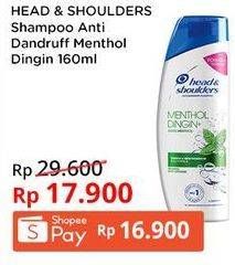 Promo Harga HEAD & SHOULDERS Shampoo Cool Menthol 160 ml - Indomaret
