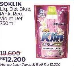 Promo Harga SO KLIN Liquid Detergent + Anti Bacterial Biru, + Anti Bacterial Red Perfume Collection, + Anti Bacterial Violet Blossom, + Softergent Pink 750 ml - Alfamart