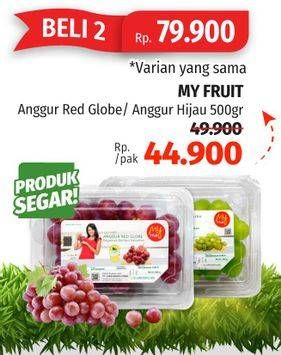 Promo Harga MY FRUIT Anggur Red Globe/Anggur Hijau  - Lotte Grosir