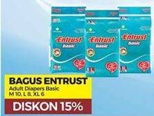 Promo Harga BAGUS Entrust Basic Adult Diapers M10, L8, XL6  - Yogya