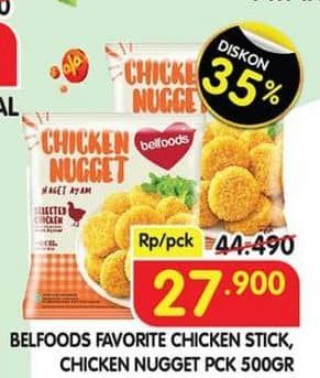 Promo Harga Belfoods Nugget Chicken Nugget Stick, Chicken Nugget 500 gr - Superindo