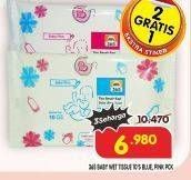 Promo Harga 365 Baby Wet Tissue Pink, Blue 10 pcs - Superindo