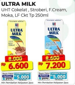 Promo Harga Ultra Milk Susu UHT Low Fat Coklat 250 ml - Alfamart