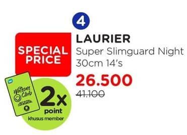 Promo Harga Laurier Super Slimguard Night 30cm 14 pcs - Watsons