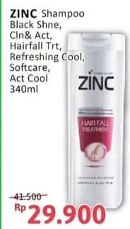 Promo Harga Zinc Shampoo Black Shine, Clean Active, Hair Fall Treatment, Refreshing Cool, Soft Care, Men Active Cool 340 ml - Alfamidi