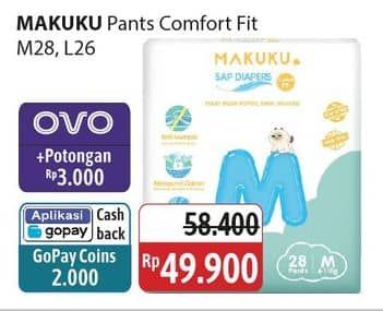 Promo Harga Makuku Comfort Fit Diapers Pants M28, L26 26 pcs - Alfamidi