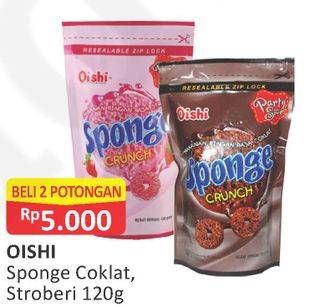Promo Harga OISHI Sponge Crunch Coklat, Strawberry 120 gr - Alfamart