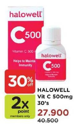 Promo Harga HALOWELL Vitamin C 500 mg 30 pcs - Watsons