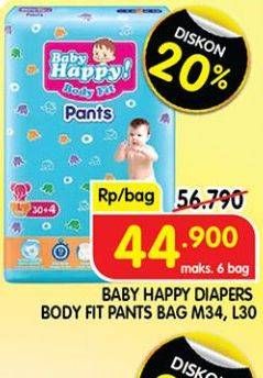Promo Harga Baby Happy Body Fit Pants L30, M34 30 pcs - Superindo