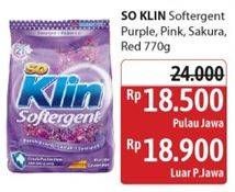 Promo Harga So Klin Softergent Cheerful Red, Purple Lavender, Rossy Pink, Soft Sakura 770 gr - Alfamidi