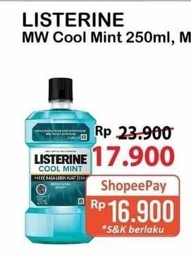 Promo Harga Listerine Mouthwash Antiseptic Cool Mint 250 ml - Alfamart