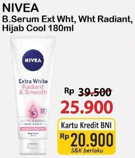 Promo Harga Nivea Body Serum Extra White Radiant Smooth, Extra White Hijab Cooling, Extra White Care Protect 180 ml - Alfamart