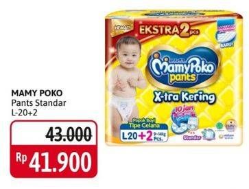 Promo Harga Mamy Poko Pants Xtra Kering L20+2 22 pcs - Alfamidi