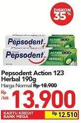 Promo Harga PEPSODENT Pasta Gigi Action 123 Herbal 190 gr - Carrefour