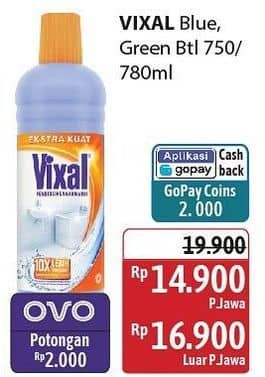 Promo Harga Vixal Pembersih Porselen Blue Extra Kuat, Green Kuat Harum 780 ml - Alfamidi