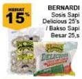 Promo Harga BERNARDI Bakso Sapi/Delicious Sosis Sapi Goreng 25s  - Giant