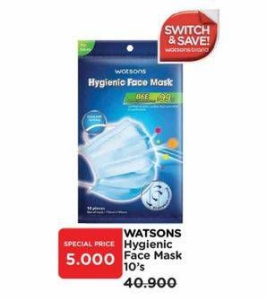 Promo Harga Watsons Hygienic Face Mask 10 pcs - Watsons