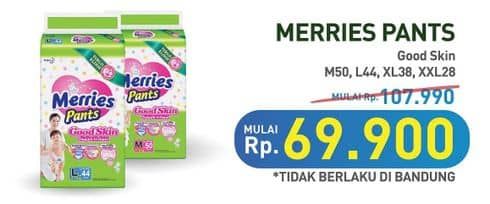 Promo Harga Merries Pants Good Skin M50, L44, XL38, XXL28 28 pcs - Hypermart