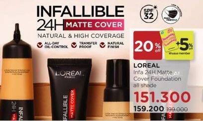 Promo Harga Loreal Infallible 24H Matte Cover Foundation All Variants 35 ml - Watsons