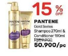 Promo Harga PANTENE Gold Series Shampoo 270 mL/Conditioner 190 mL  - Guardian