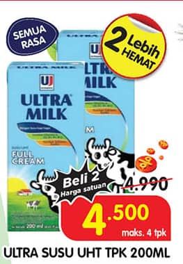 Promo Harga Ultra Milk Susu UHT All Variants 200 ml - Superindo