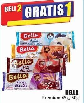Promo Harga Bella Premium Chocolate Cashew, Crispy, Milk, Cookies And Cream 50 gr - Hari Hari