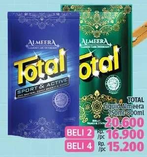 Promo Harga TOTAL Detergent Liquid Almeera Green, Sport Active 750 ml - LotteMart