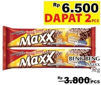 Promo Harga BENG-BENG Wafer Chocolate Maxx per 2 pcs 32 gr - Giant