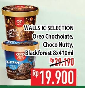 Promo Harga WALLS Selection Oreo Cookies Cream Chocolate, Choco Nutty Crunch 410 ml - Hypermart