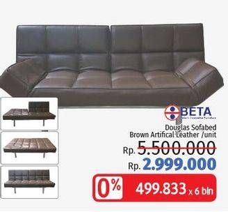 Promo Harga BETA Douglas Sofabed Brown Artificial Leather  - LotteMart