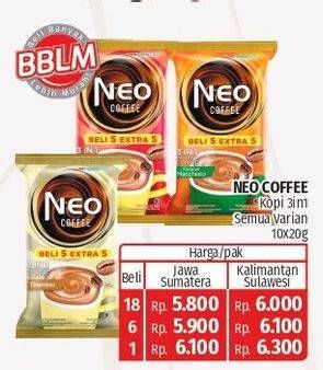 Promo Harga Neo Coffee 3 in 1 Instant Coffee All Variants per 10 pcs 20 gr - Lotte Grosir