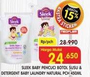 Promo Harga SLEEK Baby Bottle, Nipple And Accessories Cleanser/Baby Laundry Detergent 450ml  - Superindo
