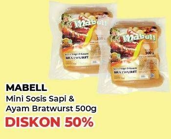 Promo Harga Mabell Bratwurst Sosis Ayam, Sosis Sapi 500 gr - Yogya
