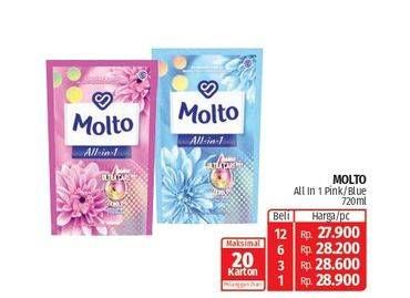 Promo Harga MOLTO All in 1 Pink Sunshine Bloom, Blue Morning Fresh 720 ml - Lotte Grosir