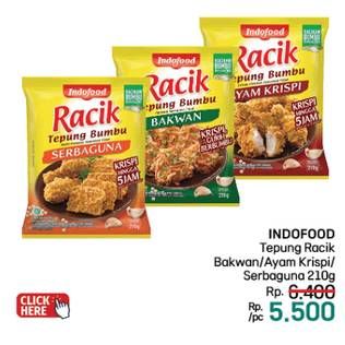 Promo Harga Indofood Racik Tepung Bumbu Bakwan, Serbaguna, Ayam Krispi 210 gr - LotteMart