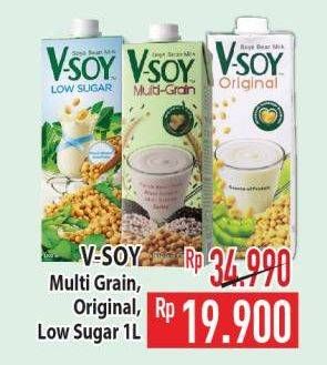 Promo Harga V-soy Soya Bean Milk Original, Multi Grain, Low Sugar 1000 ml - Hypermart