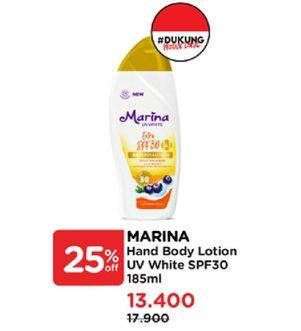 Promo Harga Marina Hand Body Lotion UV White Yogurt Acaiberry 185 ml - Watsons
