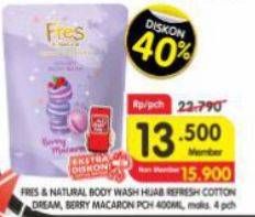 Fres & Natural Body Wash Hijab Refresh Cotton Dream, Berry Macaron pch 400ml