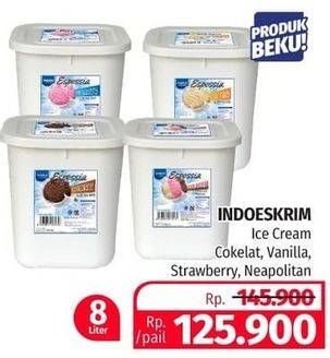 Promo Harga INDOESKRIM Bulk Ice Cream Chocolate, Vanilla, Strawberry, Neapolitan 8000 ml - Lotte Grosir