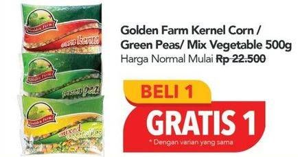 Promo Harga GOLDEN FARM Kernel Corn/Green Peas/Mix Vegetable 500g  - Carrefour