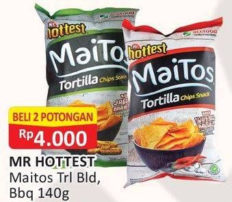 Promo Harga MR HOTTEST Maitos Tortilla Chips Balado, BBQ per 2 pouch 140 gr - Alfamart