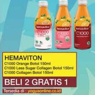 Promo Harga Hemaviton C1000 Orange, Less Sugar, Orange + Collagen 150 ml - Yogya