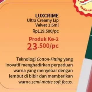 Promo Harga Luxcrime Ultra Creamy Lip Velvet  - Guardian