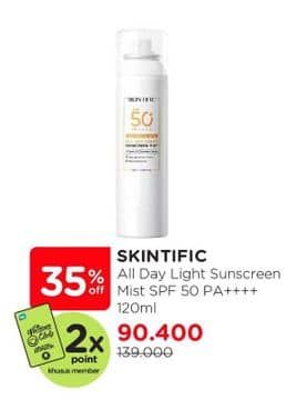 Promo Harga Skintific All Day Light Sunscreen Mist SPF 50 PA++++ 120 ml - Watsons