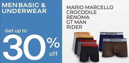 Promo Harga Mario Marcello/Crocodile/Renoma/GT Man/Rider Men Basic & Underware  - Carrefour